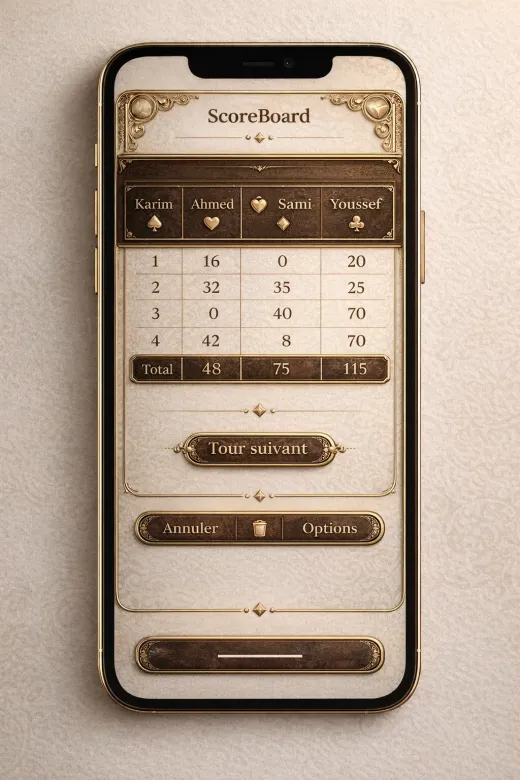 RamiScore : tableau des scores d'une partie