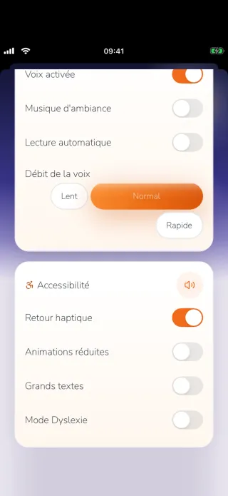 Tick-Tac: the accessibility options — dyslexia mode, reduced motion, large text